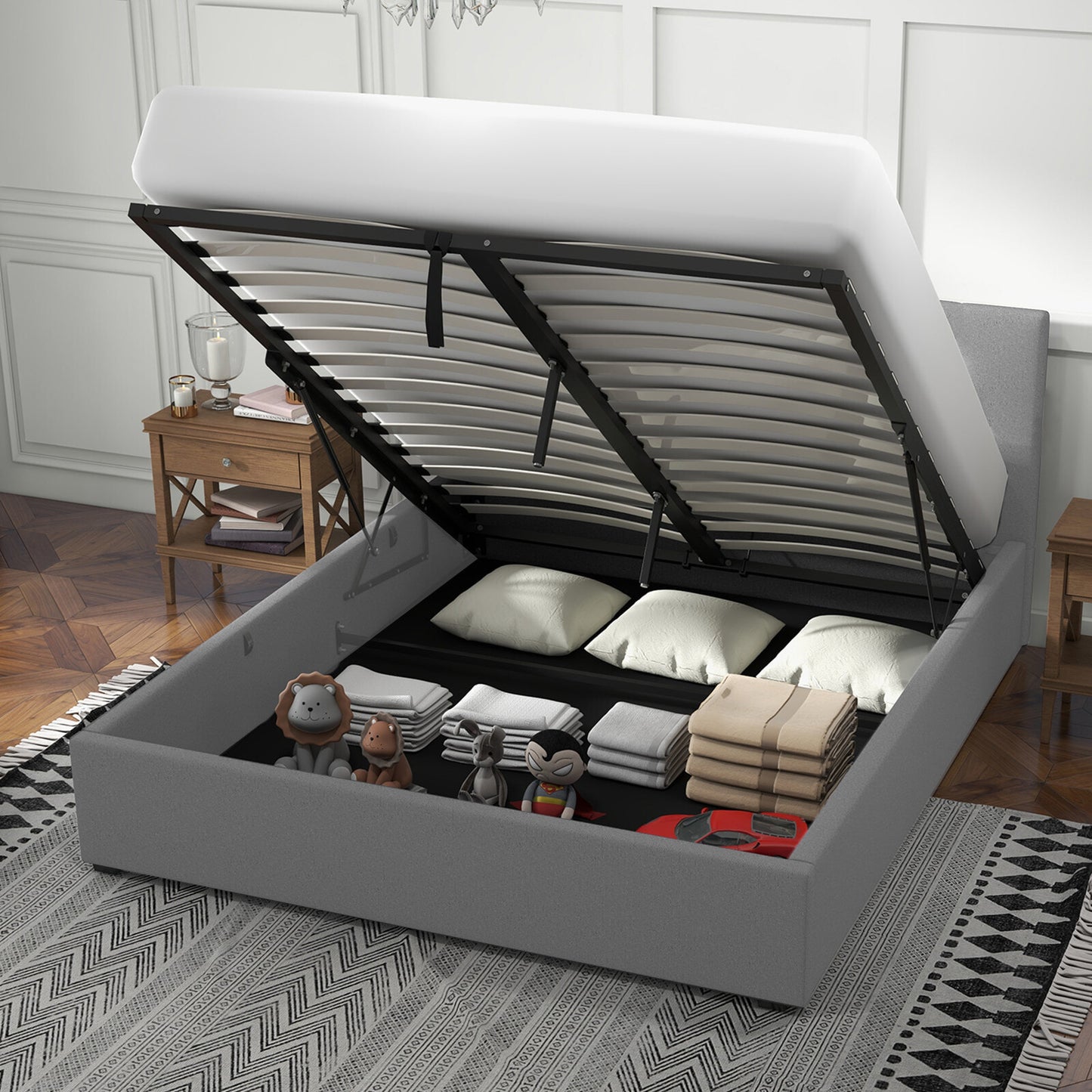 Milano Luxury Gas Lift Bed Frame – Single | Grey