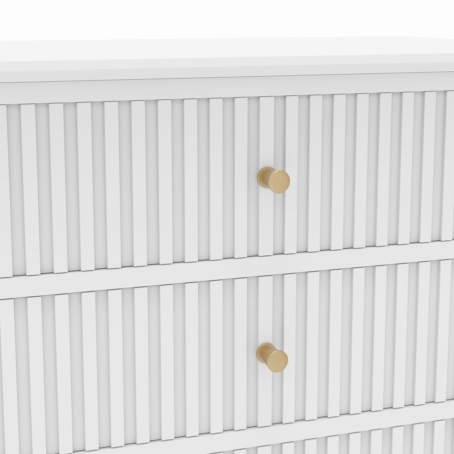 Zara Fluted Wide 3 Drawer Bedside Table - White