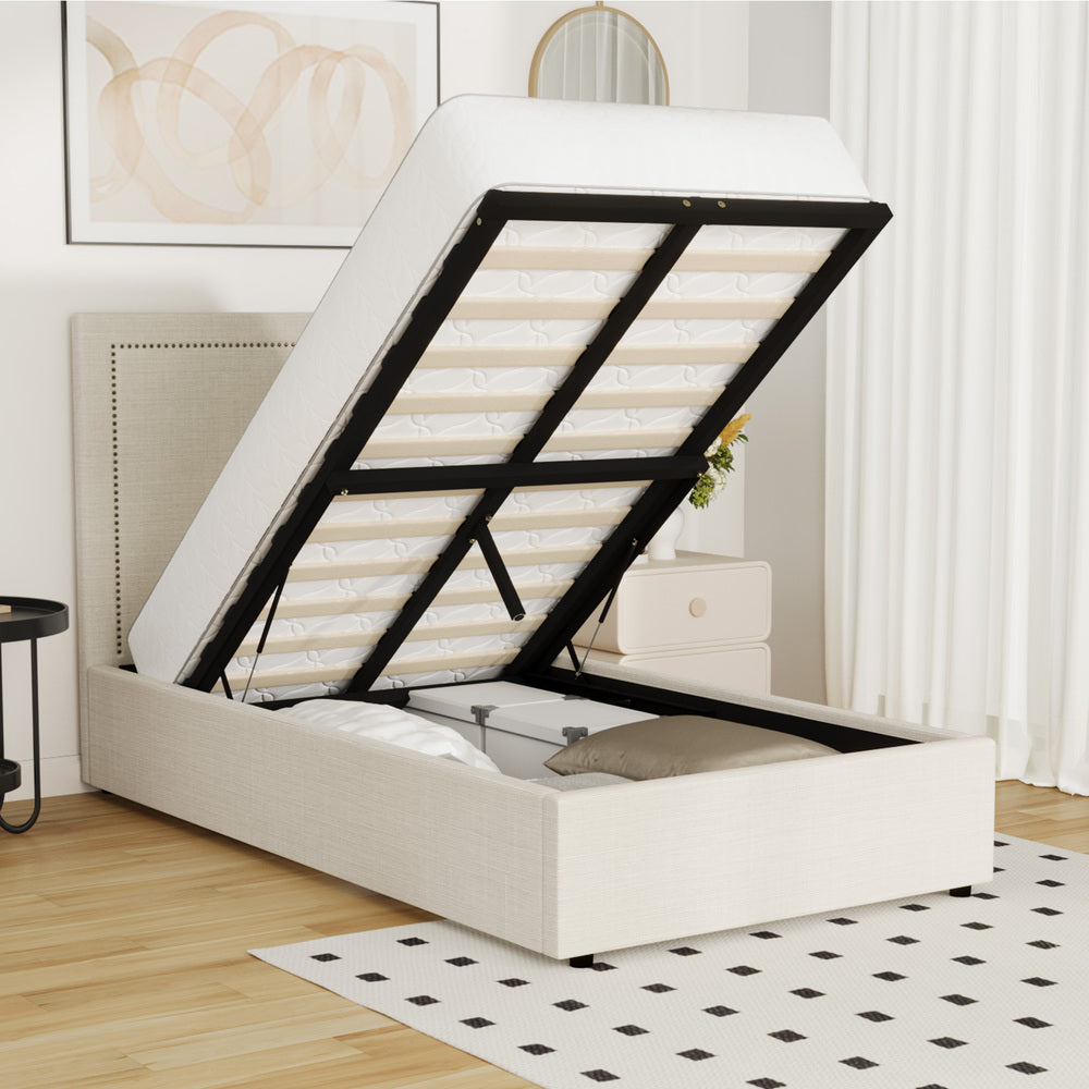 Mireille Gas Lift Storage Bed Frame - King Single