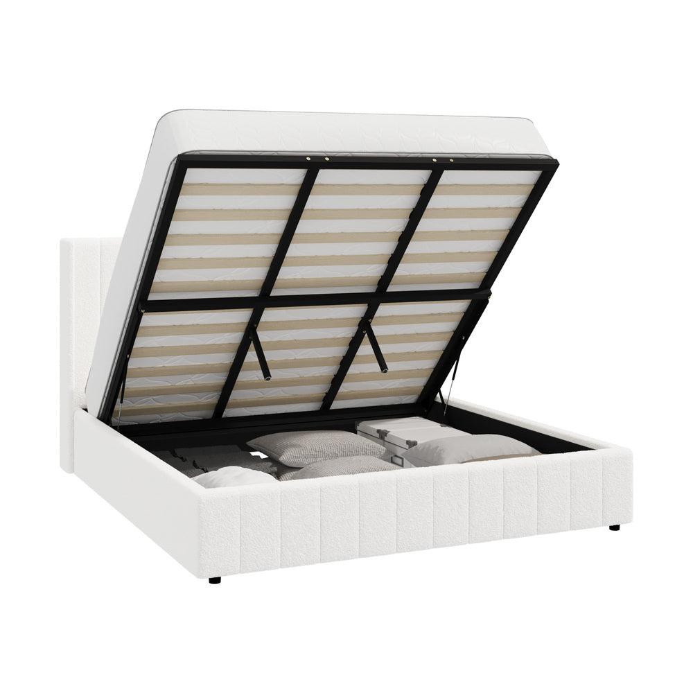 Gabrielle Boucle Gas Lift Storage Bed - King