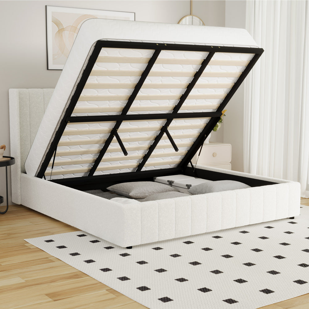 Gabrielle Boucle Gas Lift Storage Bed - King