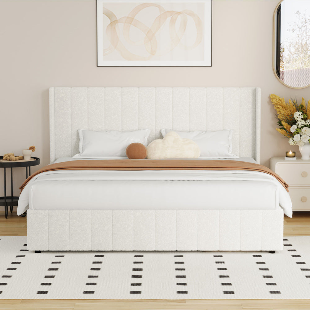 Gabrielle Boucle Gas Lift Storage Bed - King