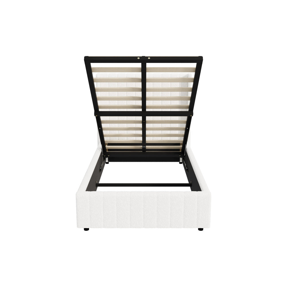 Gabrielle Boucle Gas Lift Storage Bed - King Single