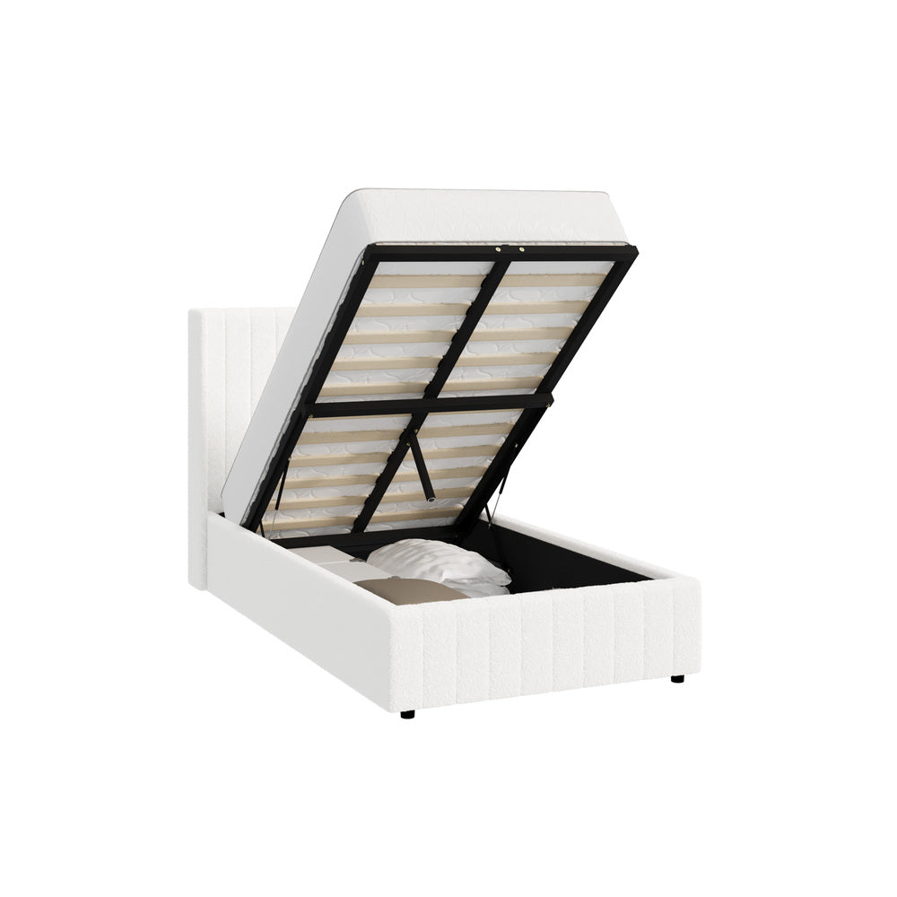Gabrielle Boucle Gas Lift Storage Bed - King Single