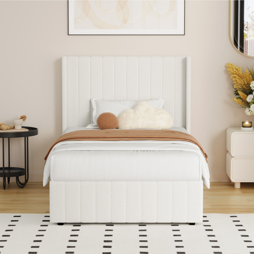Gabrielle Boucle Gas Lift Storage Bed - King Single