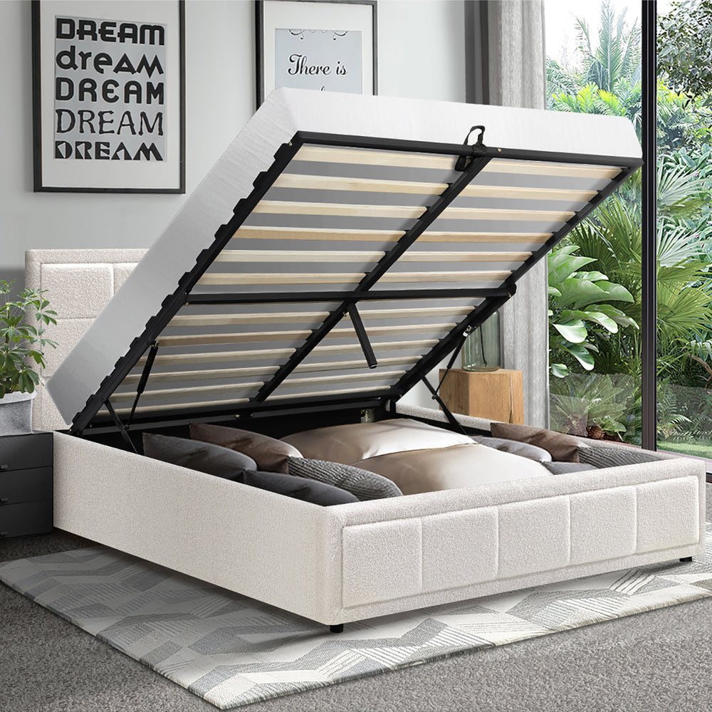 Reese Boucle Gas Lift Storage Bed - Double