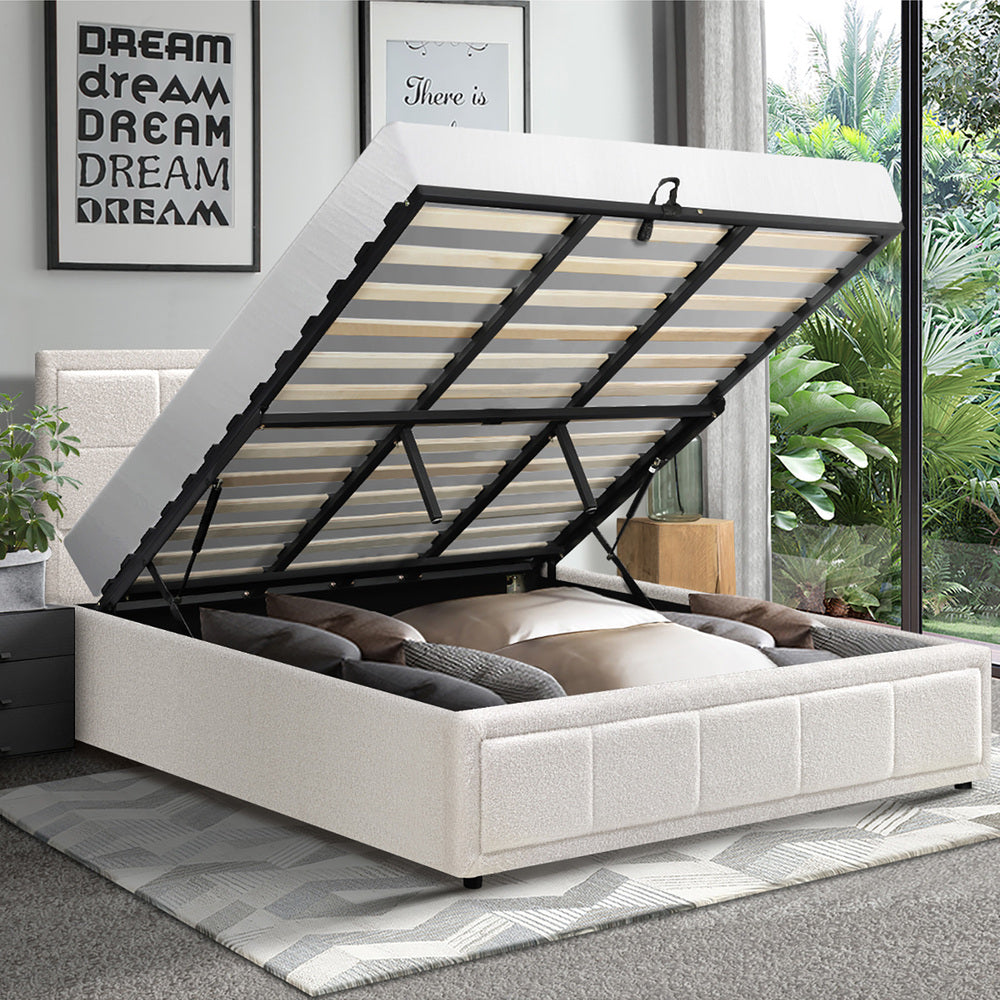 Reese Boucle Gas Lift Storage Bed - King