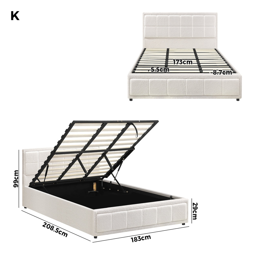 Reese Boucle Gas Lift Storage Bed - King