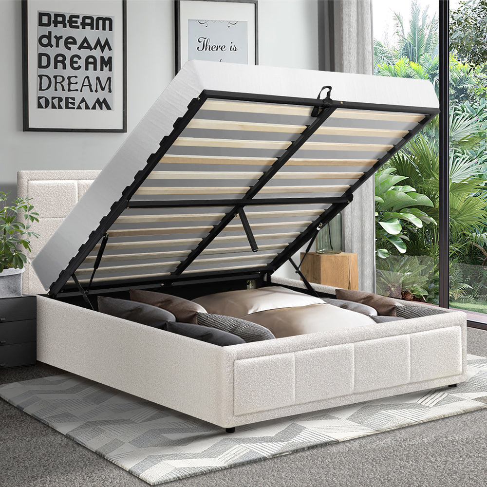 Reese Boucle Gas Lift Storage Bed - King Single