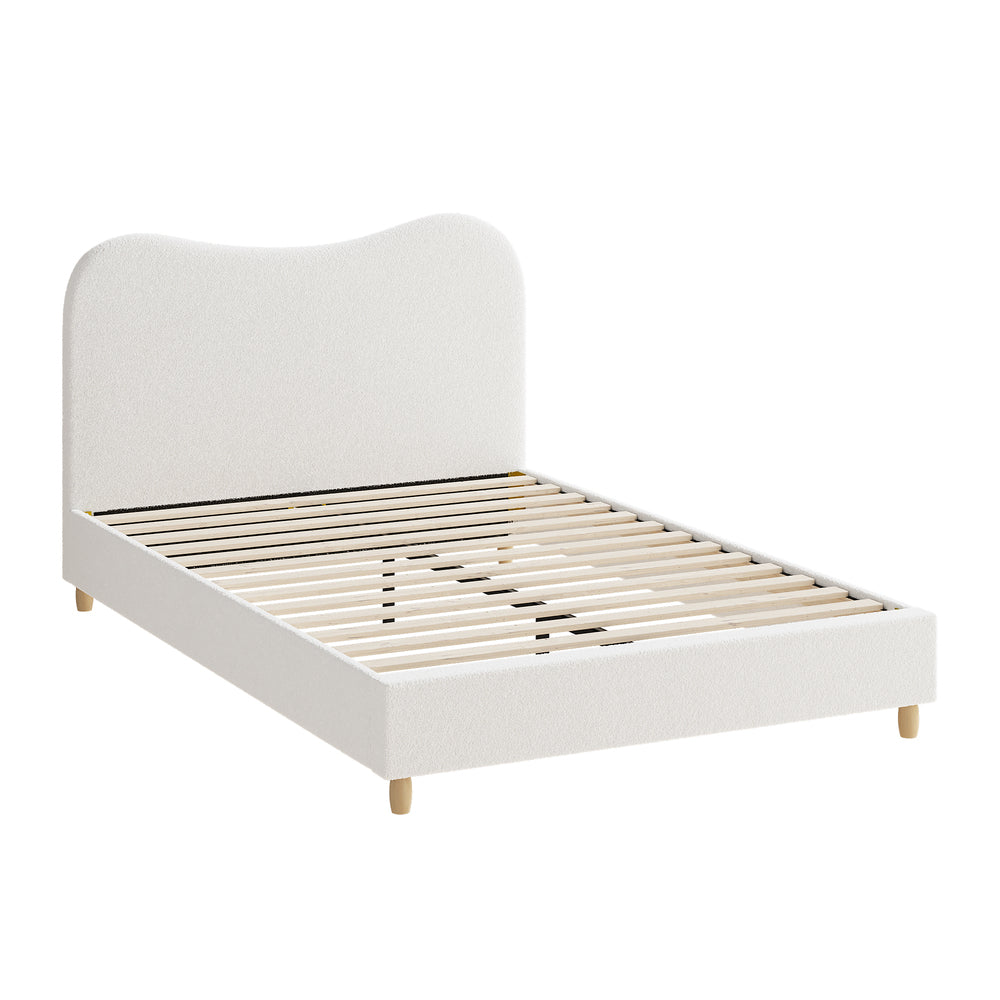Lila Boucle Cloud Headboard Bed - Double