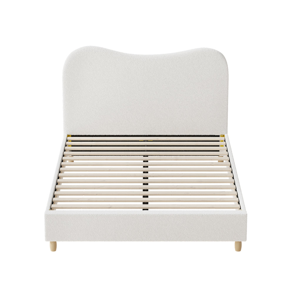 Lila Boucle Cloud Headboard Bed - Double