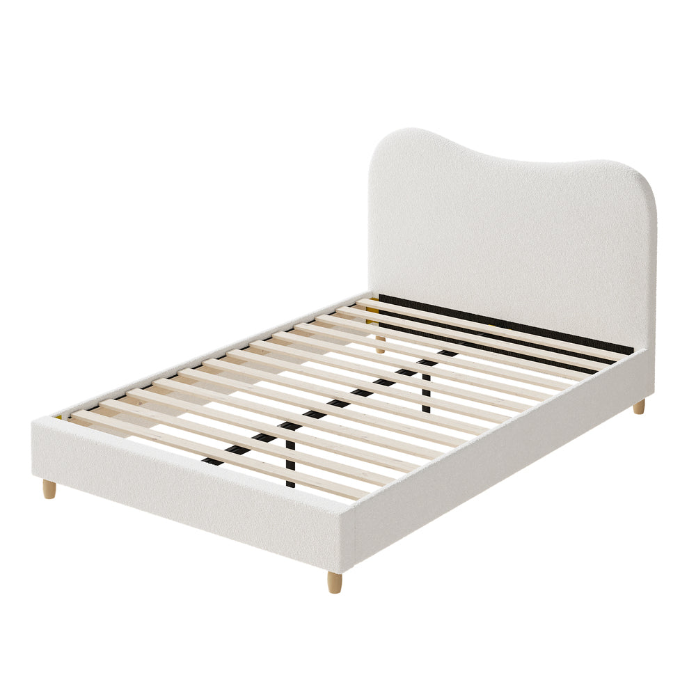 Lila Boucle Cloud Headboard Bed - Double