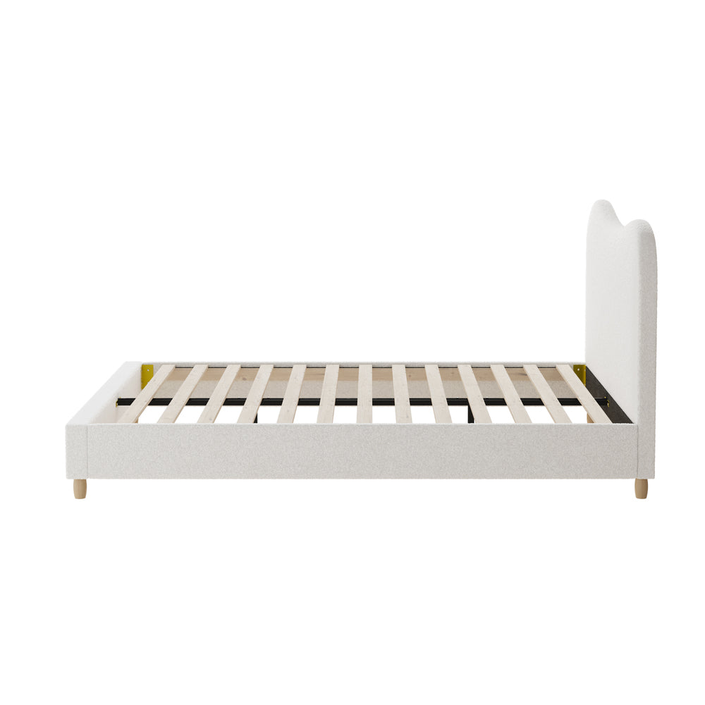Lila Boucle Cloud Headboard Bed - Double