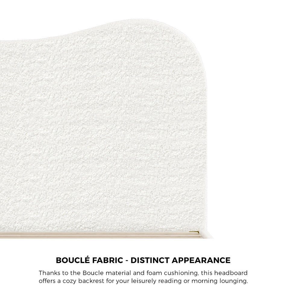 Lila Boucle Cloud Headboard Bed - Double