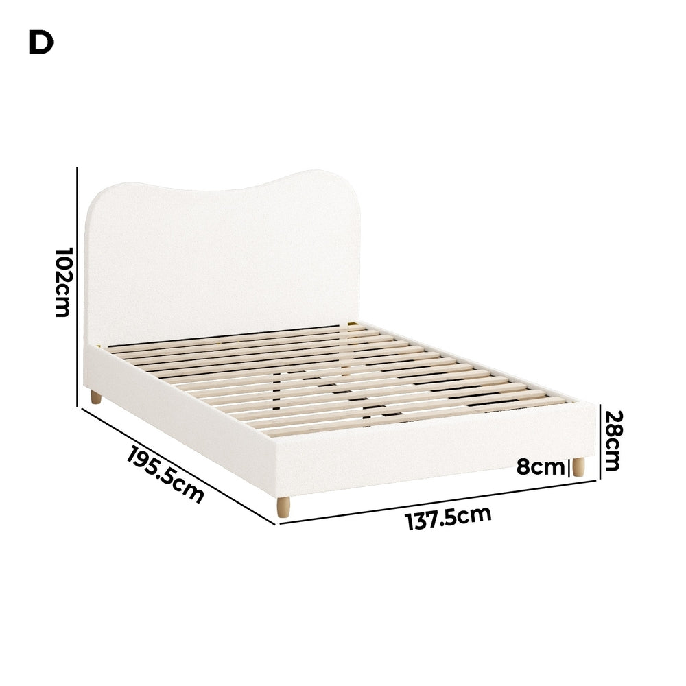 Lila Boucle Cloud Headboard Bed - Double