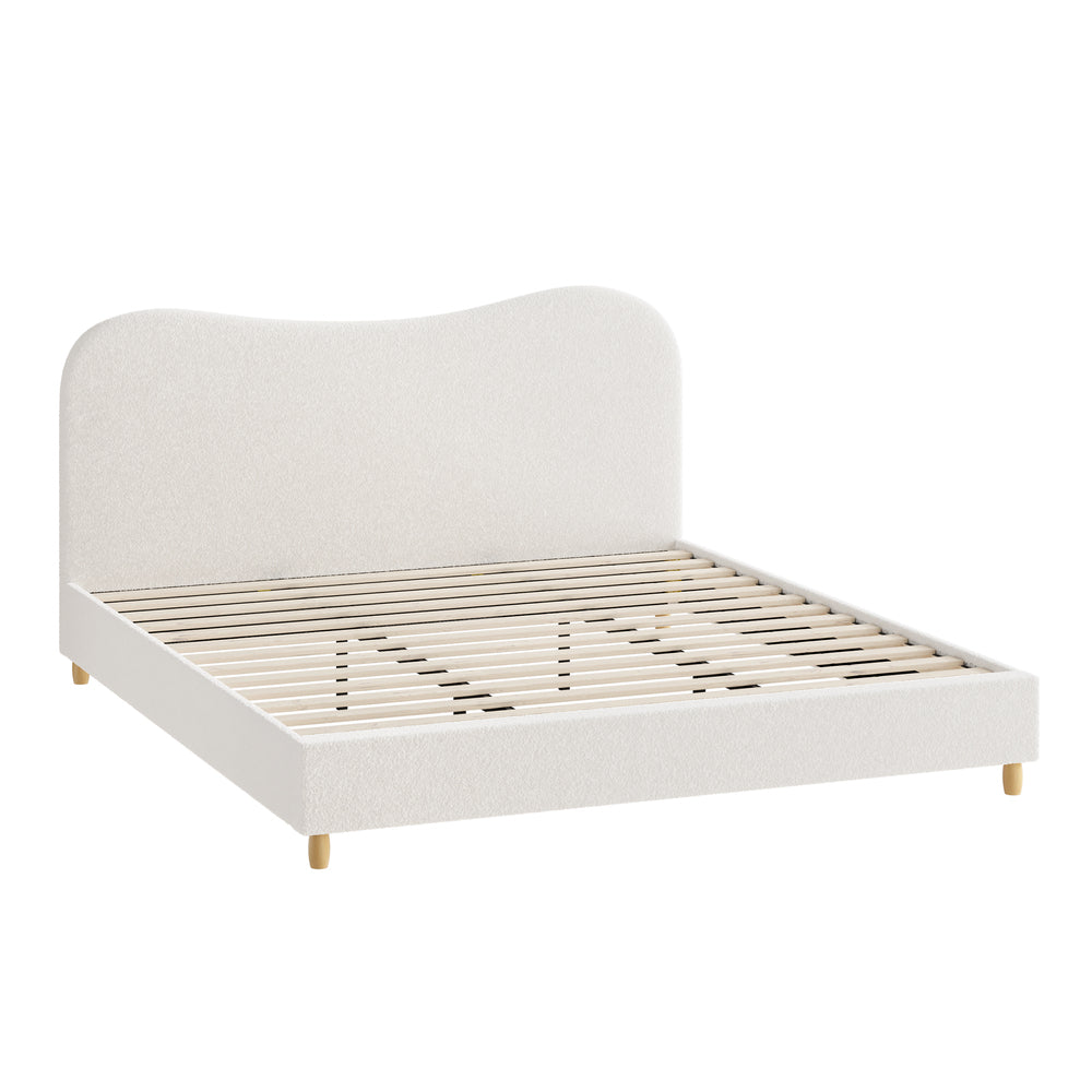 Lila Boucle Cloud Headboard Bed - King