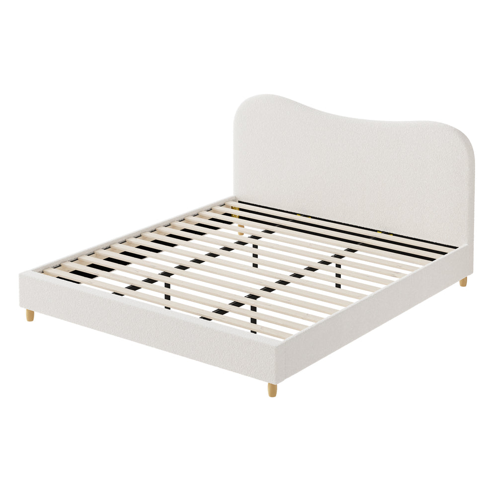 Lila Boucle Cloud Headboard Bed - King