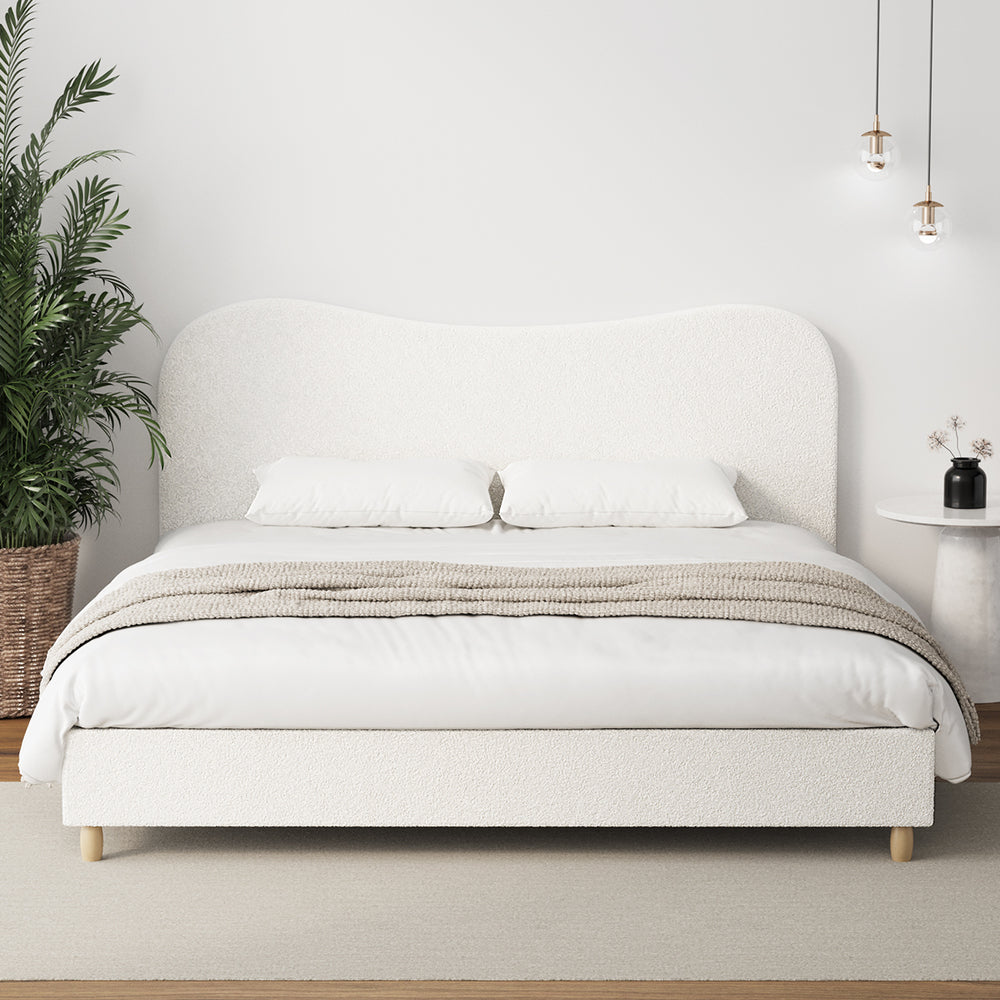 Lila Boucle Cloud Headboard Bed - King