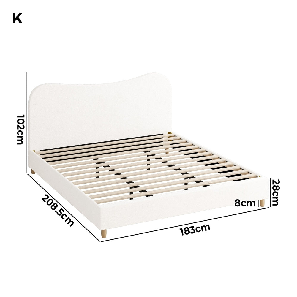 Lila Boucle Cloud Headboard Bed - King