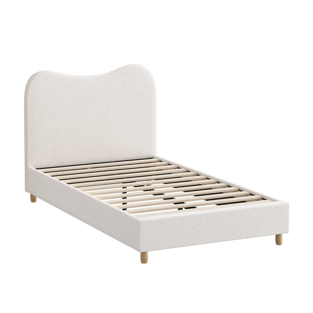 Lila Boucle Cloud Headboard Bed - King Single