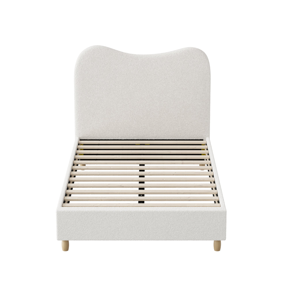 Lila Boucle Cloud Headboard Bed - King Single