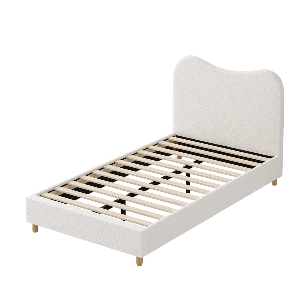 Lila Boucle Cloud Headboard Bed - King Single