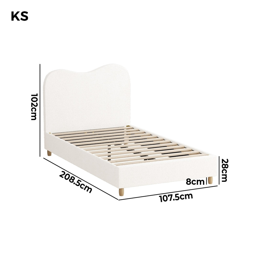 Lila Boucle Cloud Headboard Bed - King Single