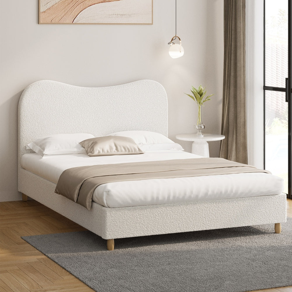 Lila Boucle Cloud Headboard Bed - Queen