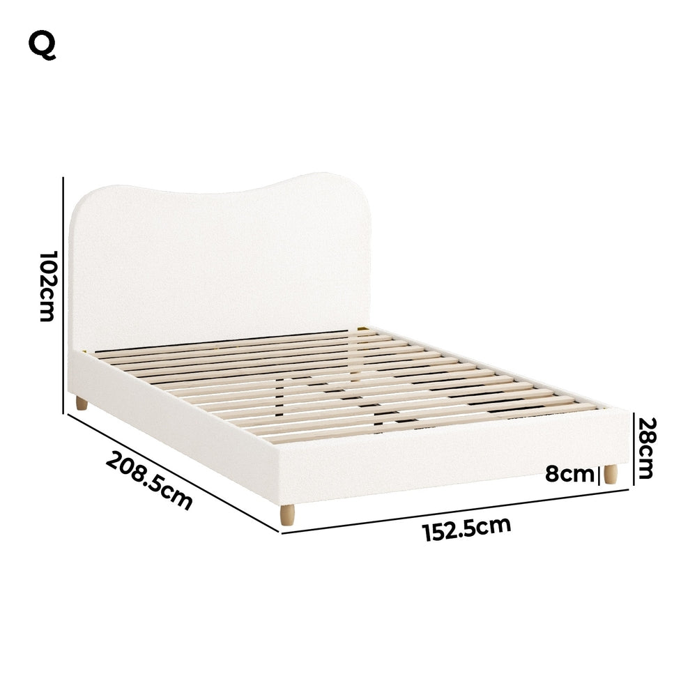 Lila Boucle Cloud Headboard Bed - Queen