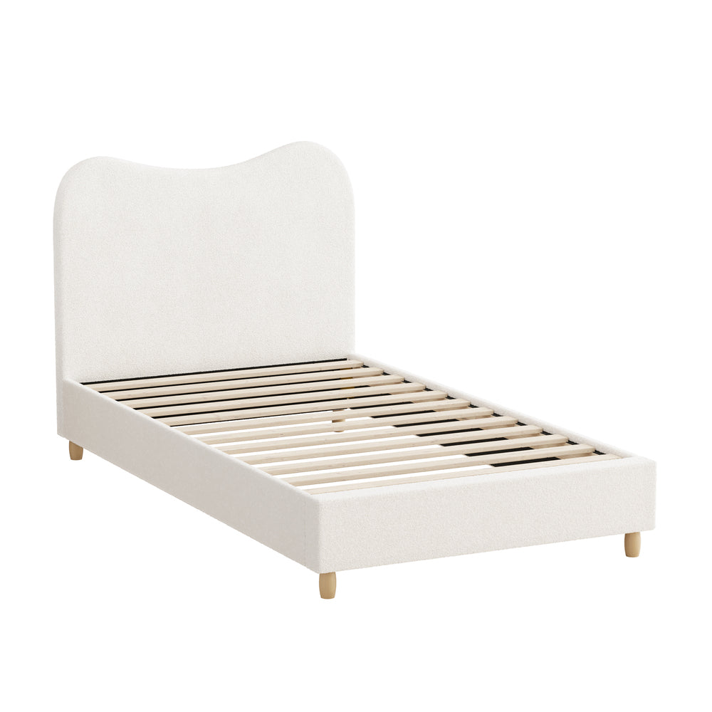 Lila Boucle Cloud Headboard Bed - Single
