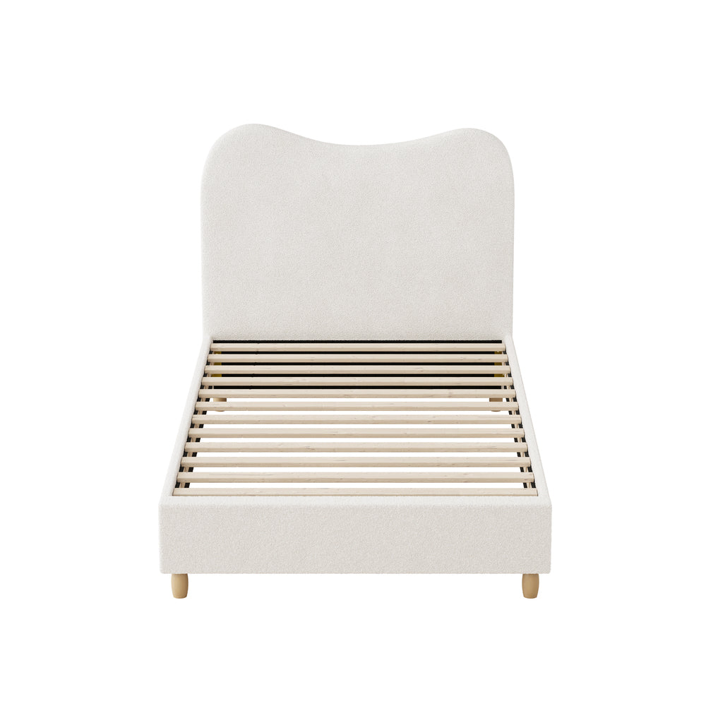 Lila Boucle Cloud Headboard Bed - Single