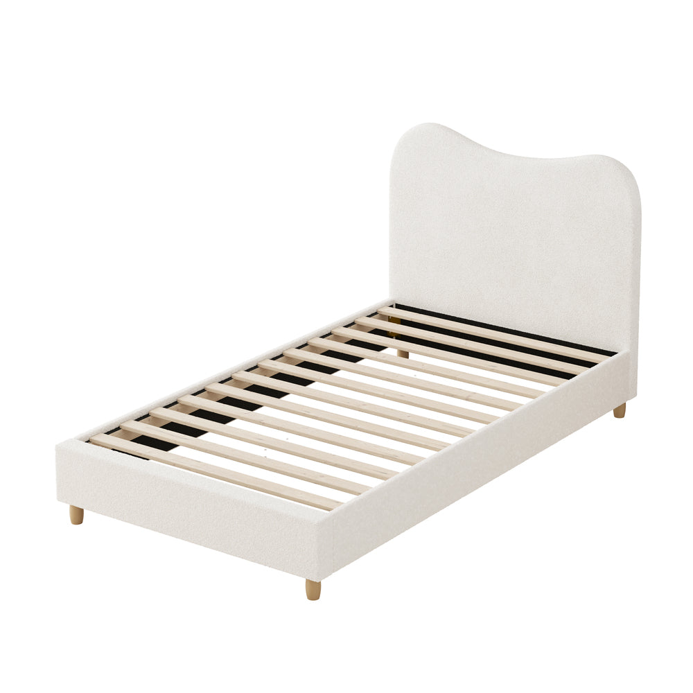 Lila Boucle Cloud Headboard Bed - Single