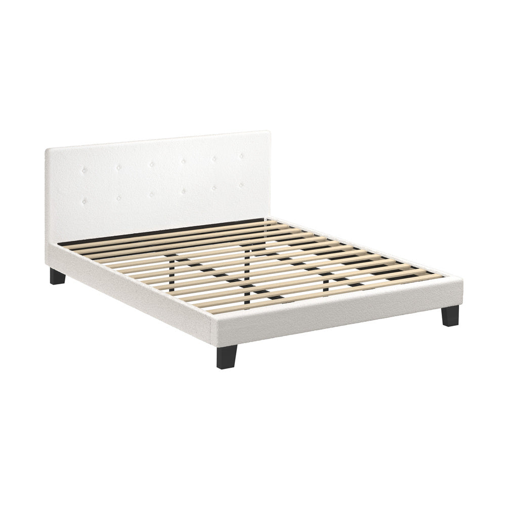 White Quiton Boucle Platform Bed - King