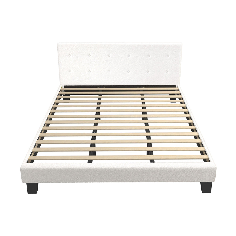 White Quiton Boucle Platform Bed - King