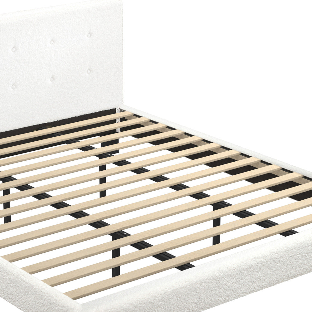 White Quiton Boucle Platform Bed - King