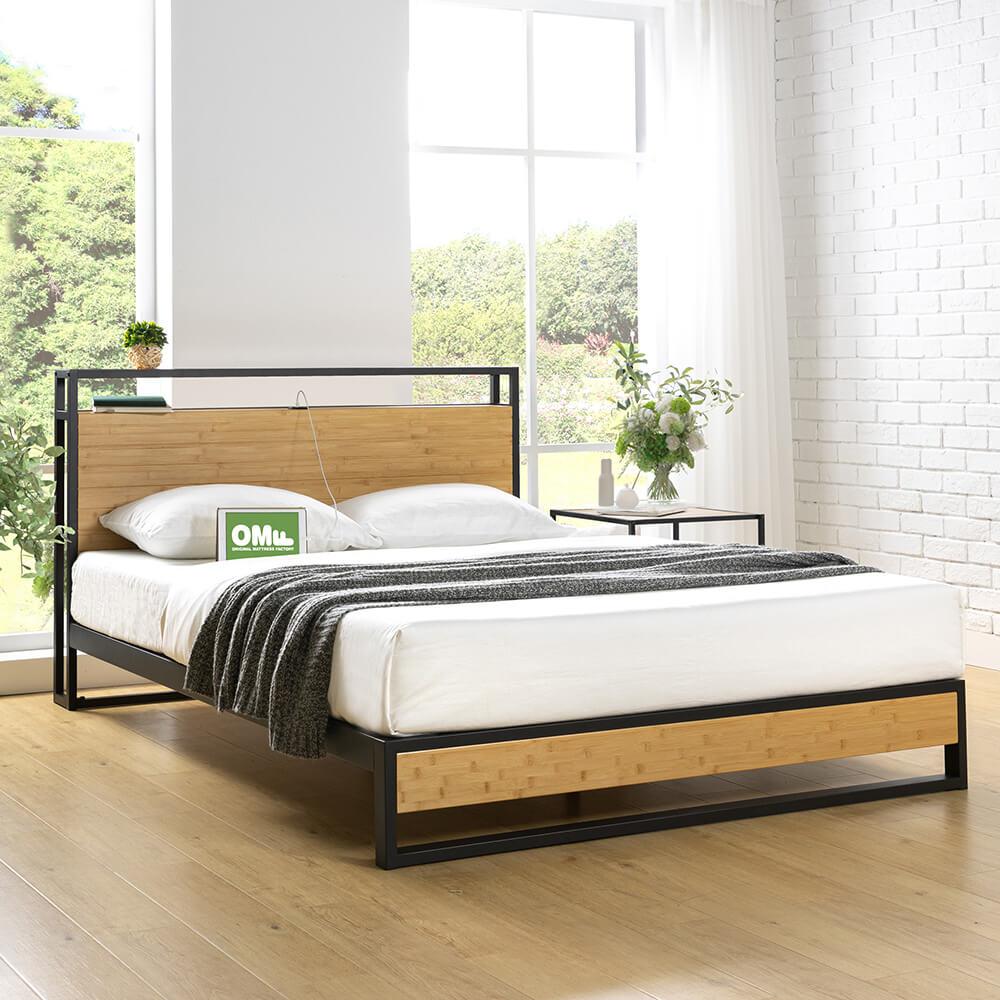 Ironline Bamboo King Single Bed Frame with USB
