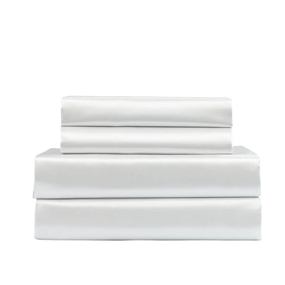 Royal Comfort 4 Piece Satin Sheet Set Queen Silver