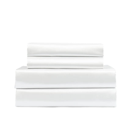 Royal Comfort 4 Piece Satin Sheet Set King White