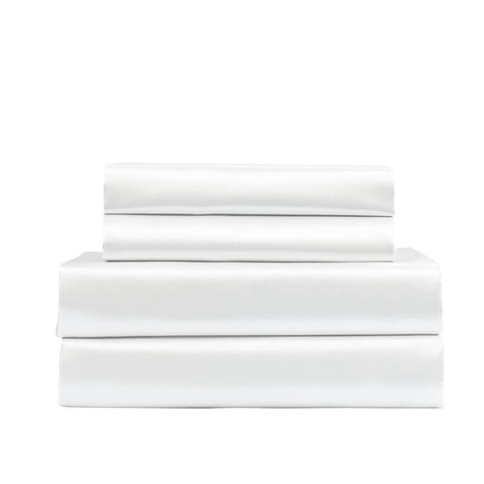 Royal Comfort 4 Piece Satin Sheet Set King White