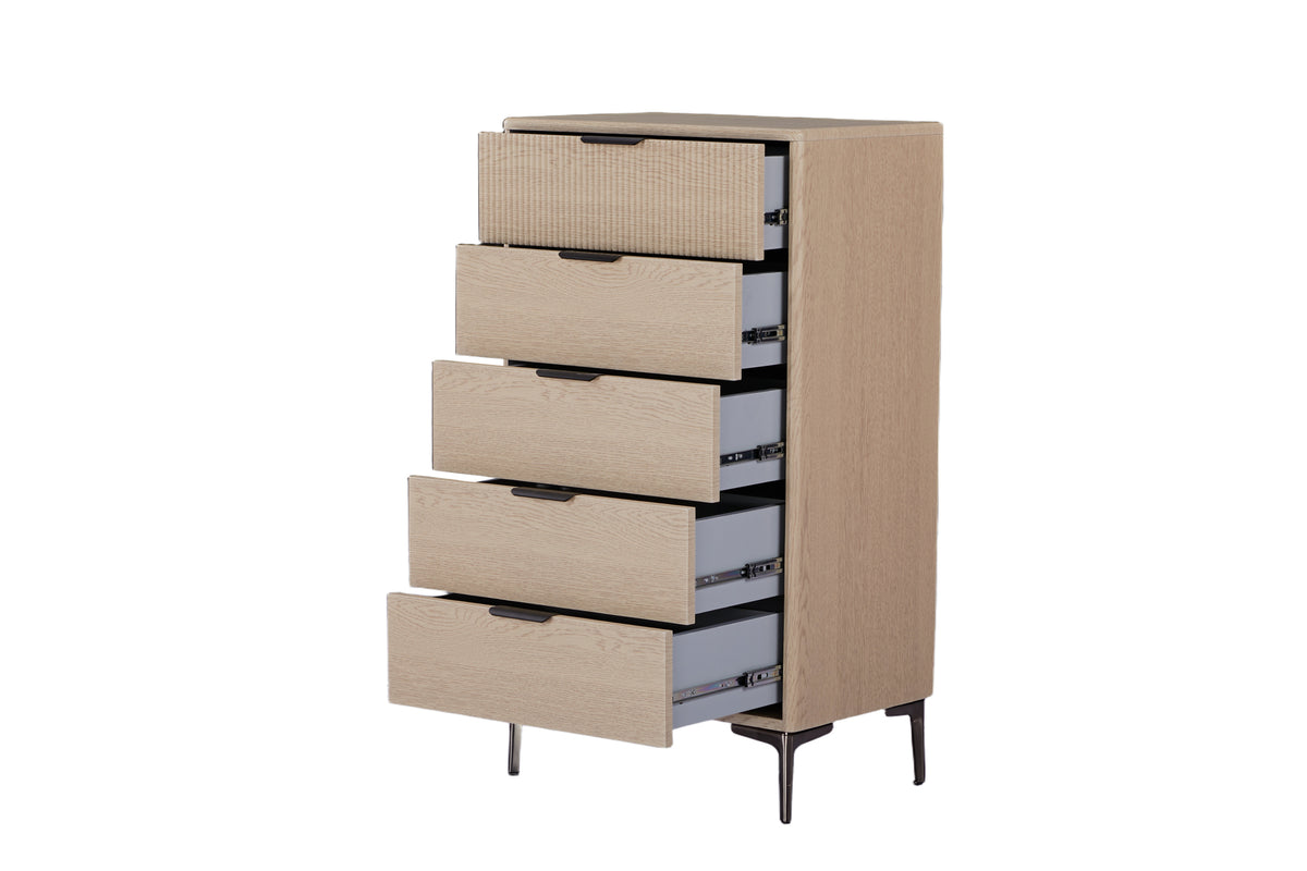 Rhodes Tallboy 5 Drawer Oak
