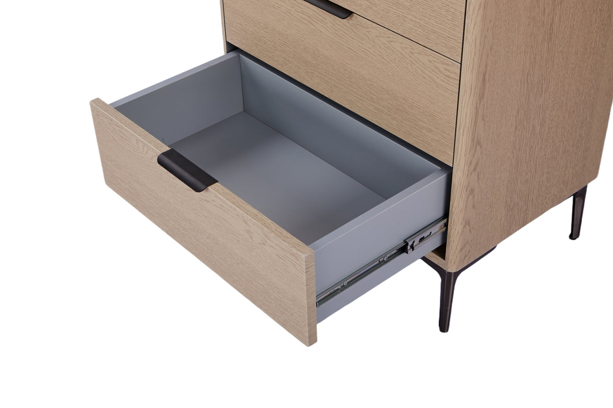 Rhodes Tallboy 5 Drawer Oak