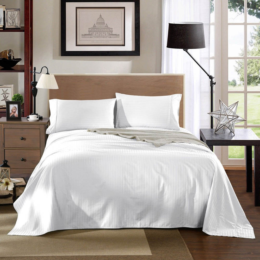 Kensington 1200TC Cotton Sheet Set In Stripe King White