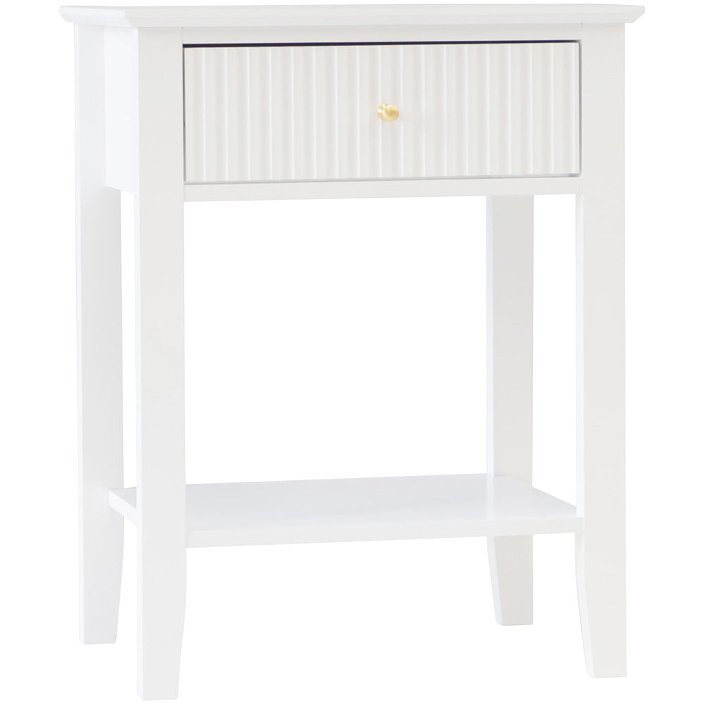 Zara Fluted Bedside Table - White