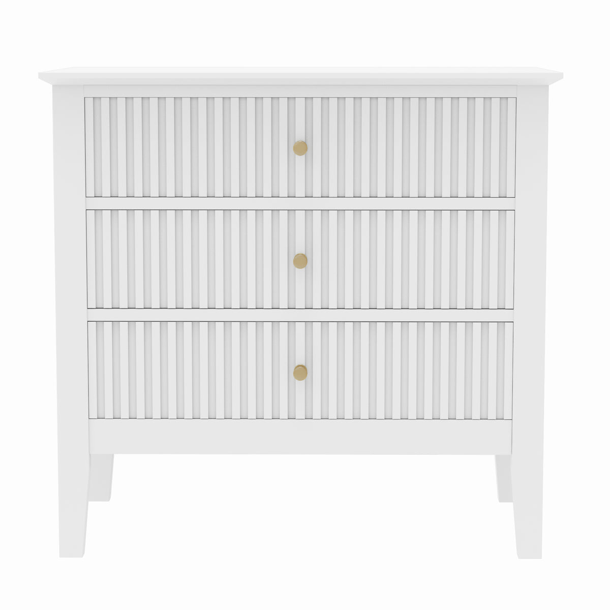 Zara Fluted Wide Bedside Table - White