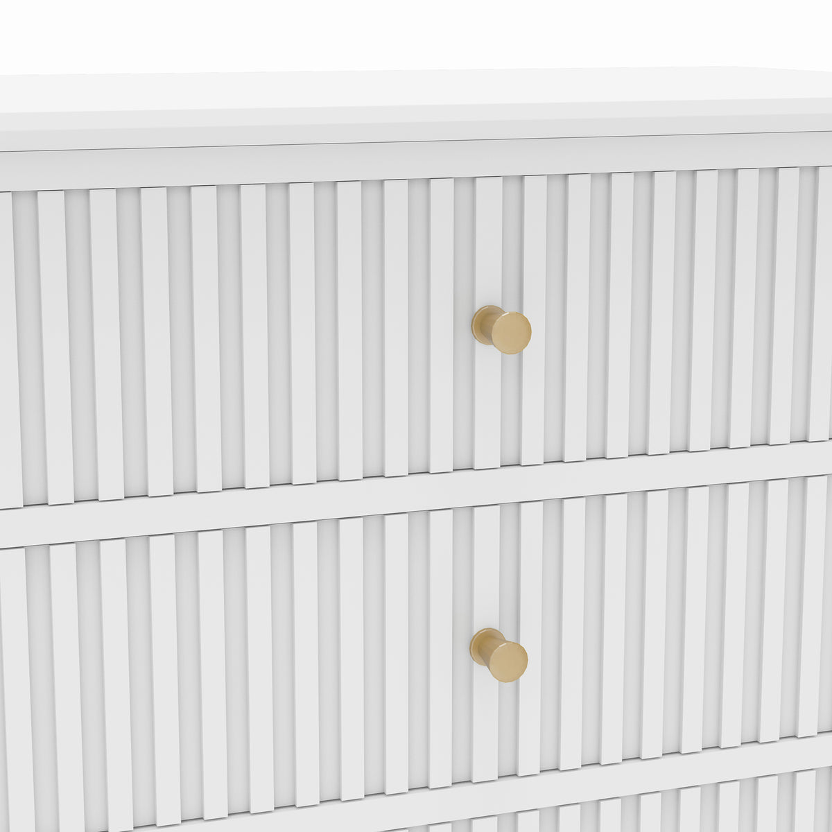 Zara Fluted Wide Bedside Table - White