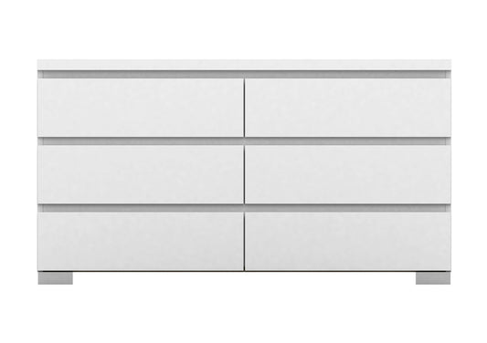 Elara High Gloss 6 Drawer Chest - White