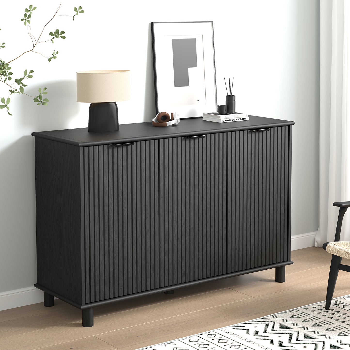 Sorrento 3 Door Sideboard Cupboard - Black