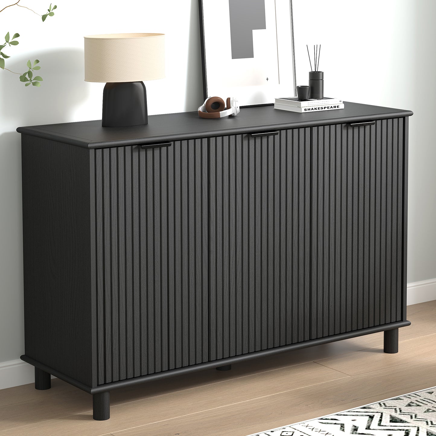 Sorrento 3 Door Sideboard Cupboard - Black