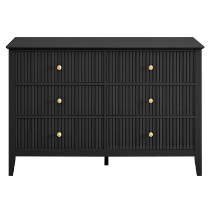 Zara Fluted 6 drawer chest - Black
