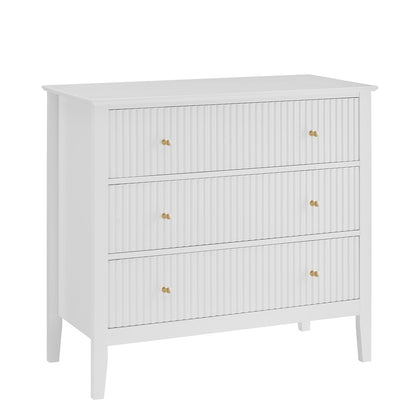 Zara Fluted 3 drawer chest - white